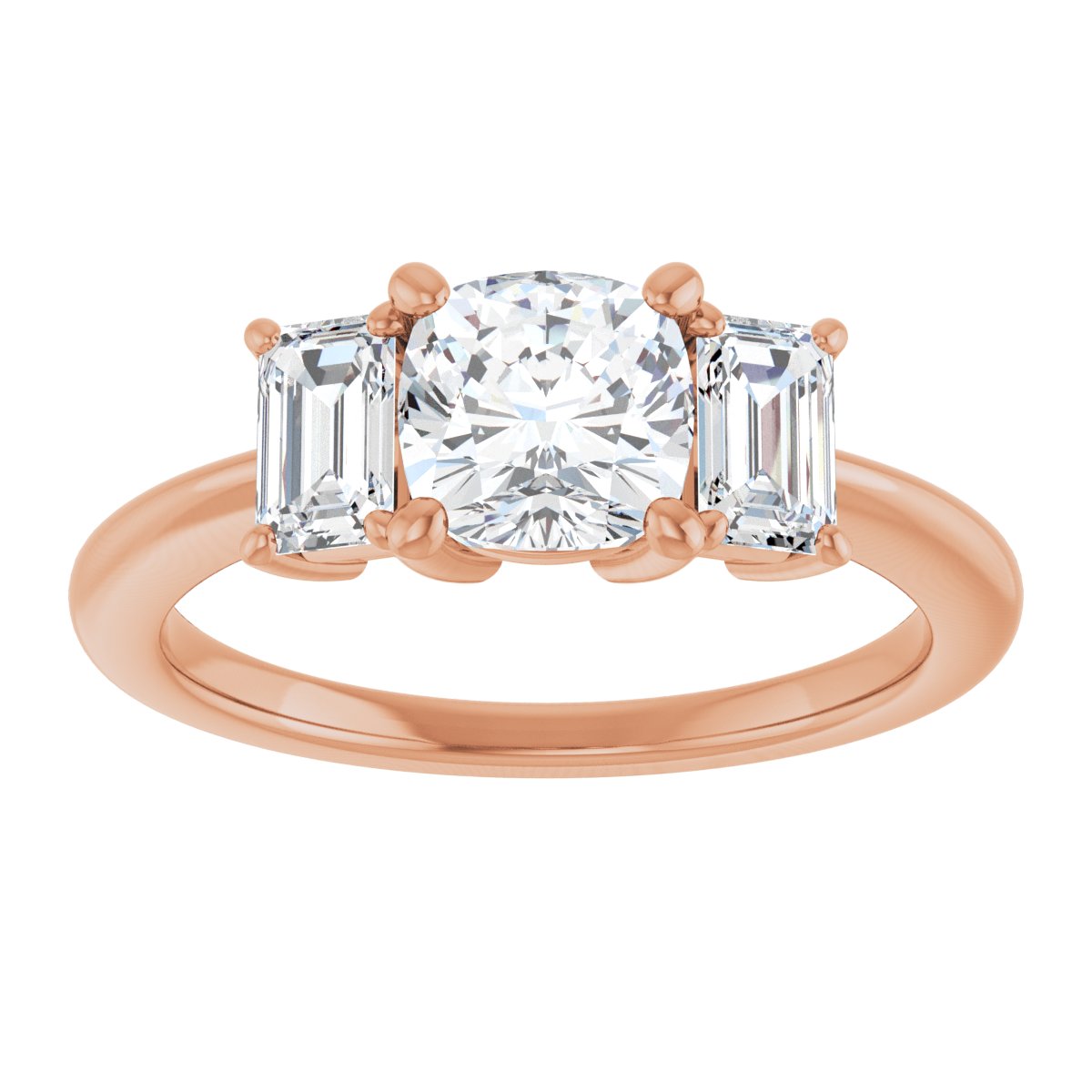 Cushion Three-Stone Engagement Ring Semi-Mount - gallery - Series 121986