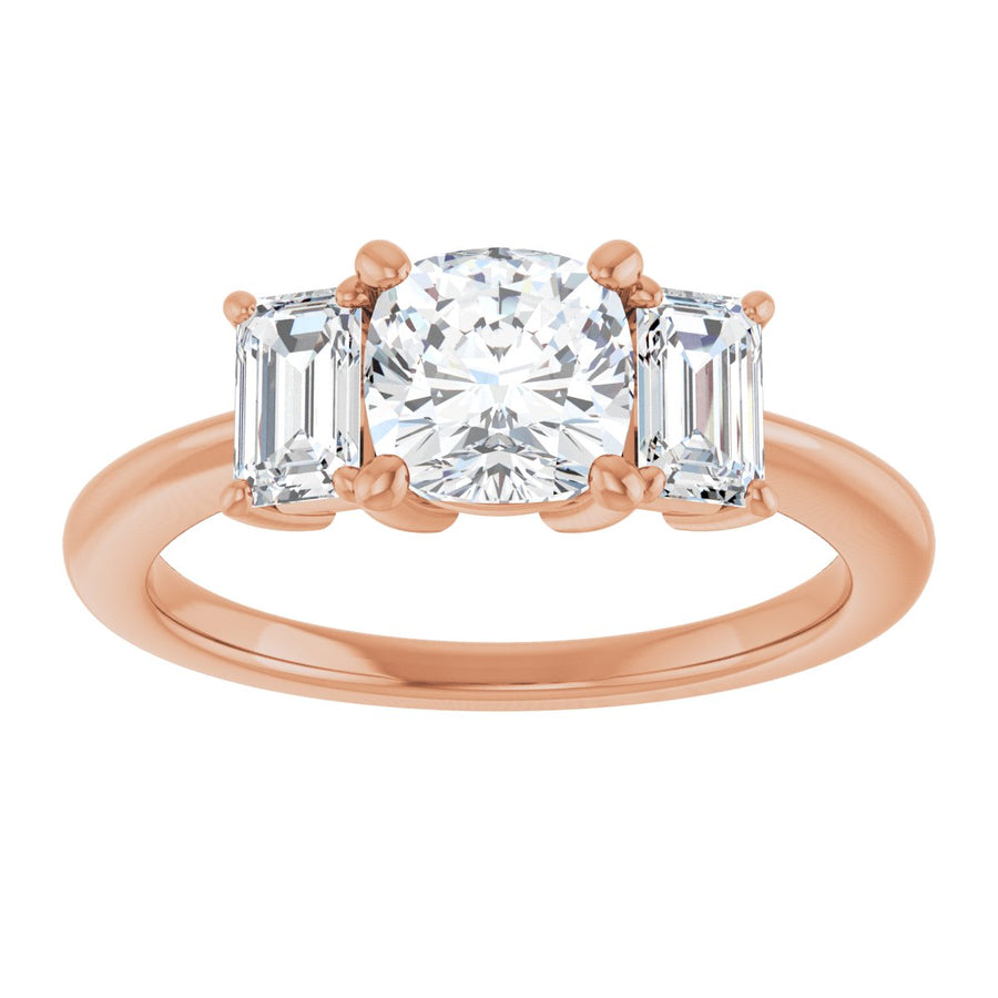 Cushion Three-Stone Engagement Ring Semi-Mount - gallery - Series 121986