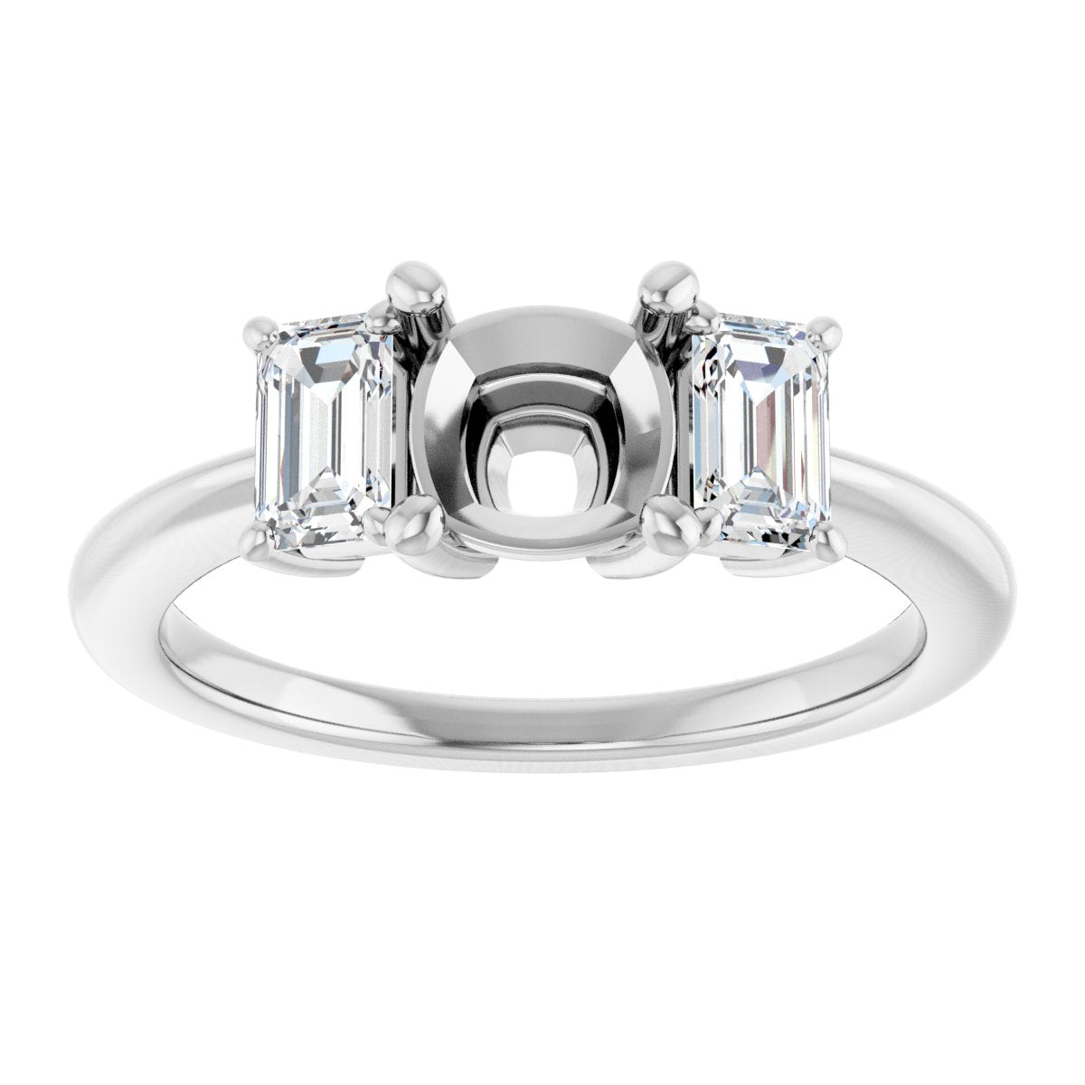 Cushion Three-Stone Engagement Ring Semi-Mount - gallery - Series 121986