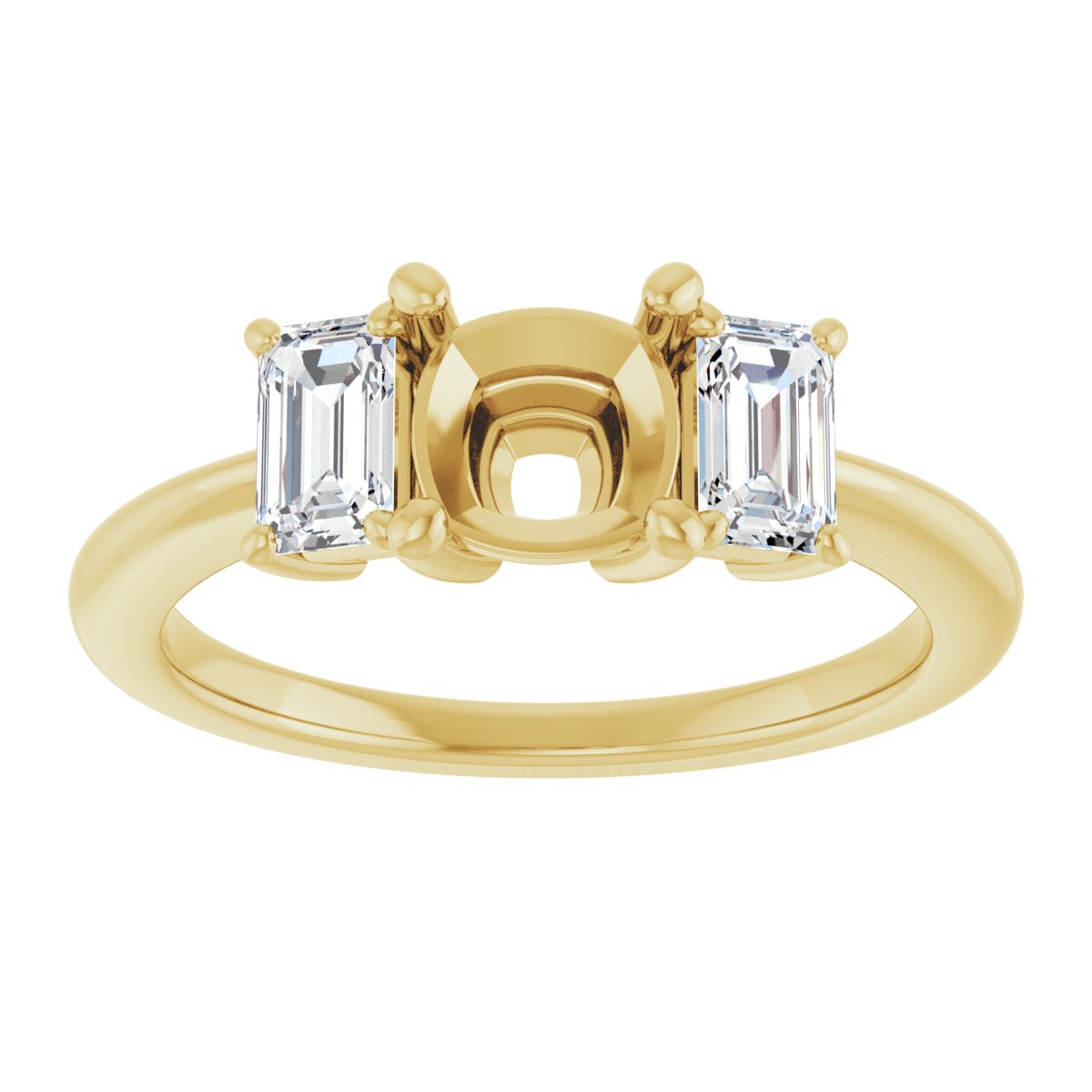 Cushion Three-Stone Engagement Ring Semi-Mount - gallery - Series 121986