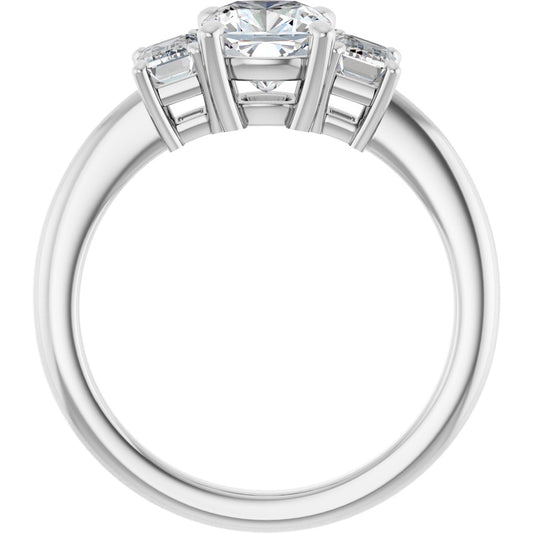 Cushion Three-Stone Engagement Ring Semi-Mount - gallery - Series 121986