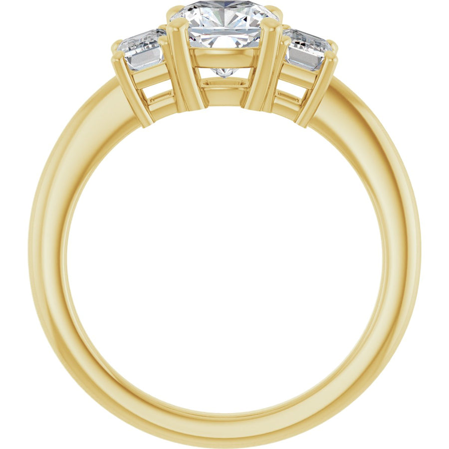 Cushion Three-Stone Engagement Ring Semi-Mount - gallery - Series 121986
