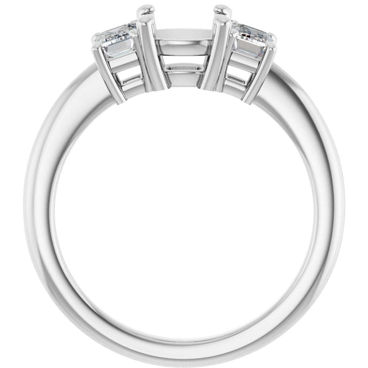 Cushion Three-Stone Engagement Ring Semi-Mount - gallery - Series 121986