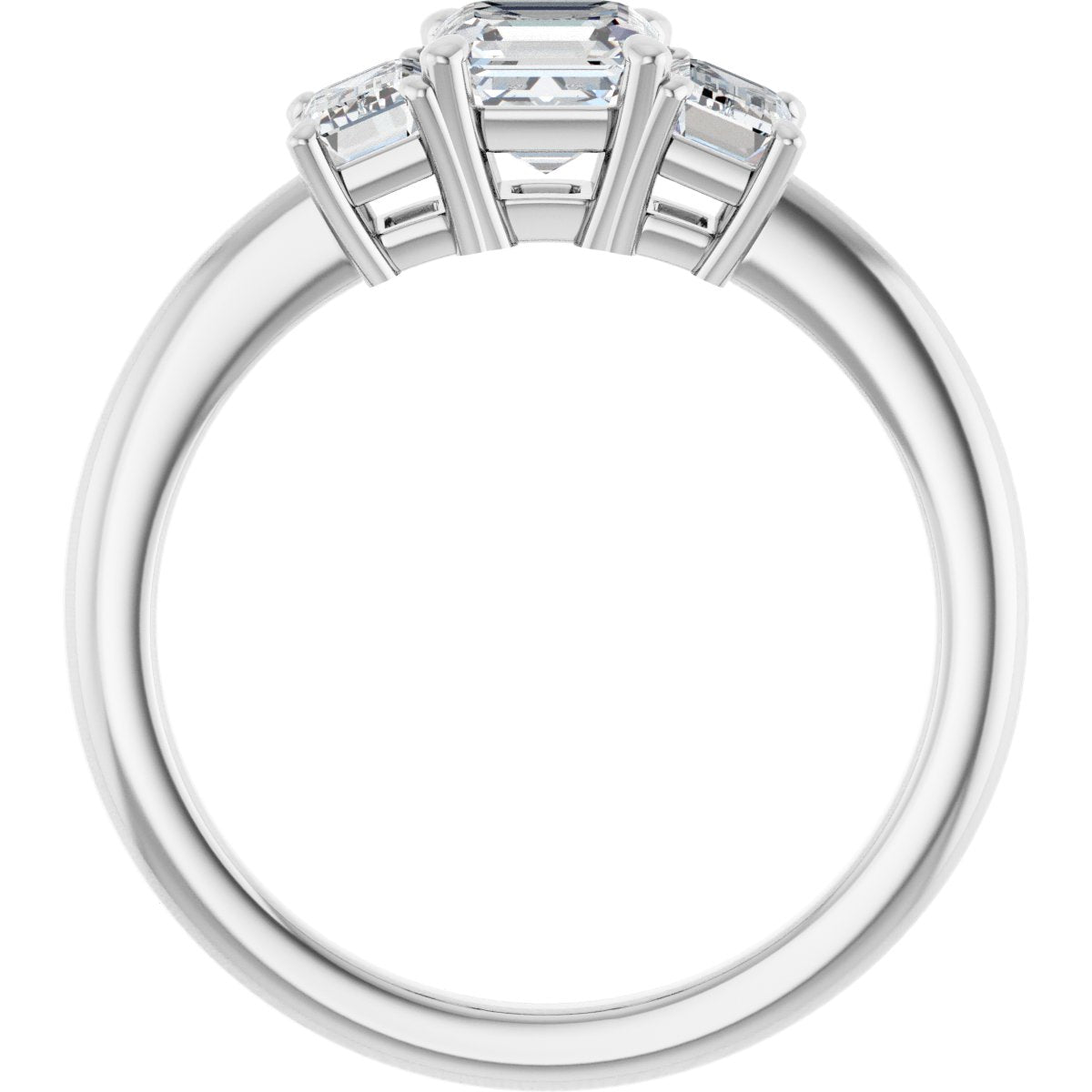 Asscher Three-Stone Engagement Ring Semi-Mount - gallery - Series 121986