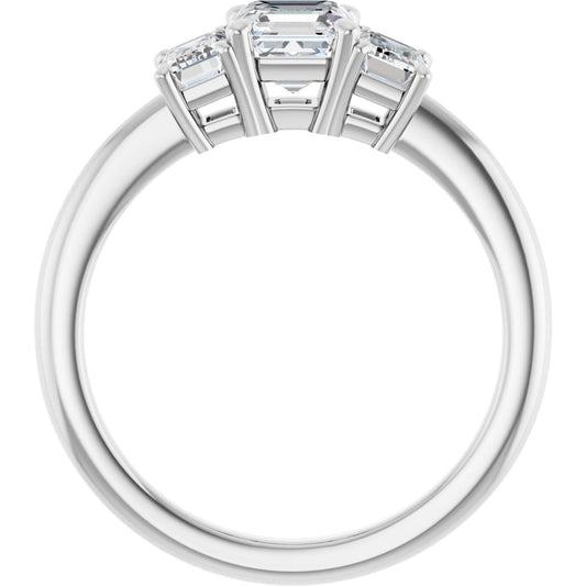 Asscher Three-Stone Engagement Ring Semi-Mount - gallery - Series 121986