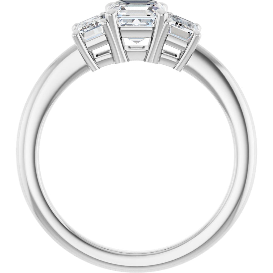 Asscher Three-Stone Engagement Ring Semi-Mount - gallery - Series 121986