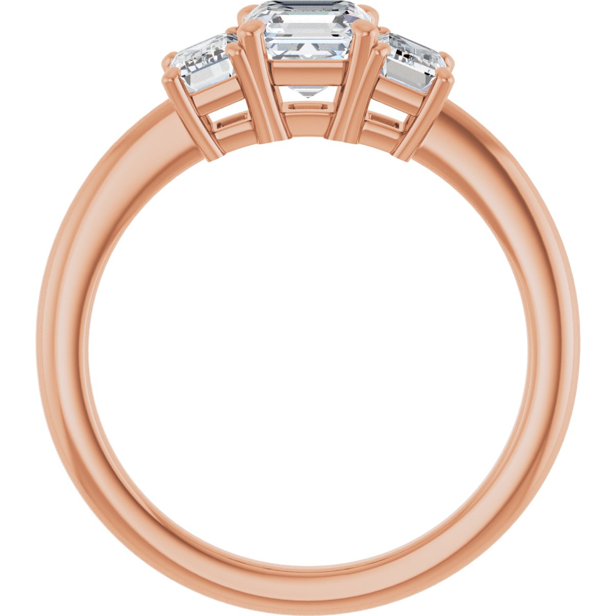 Asscher Three-Stone Engagement Ring Semi-Mount - gallery - Series 121986