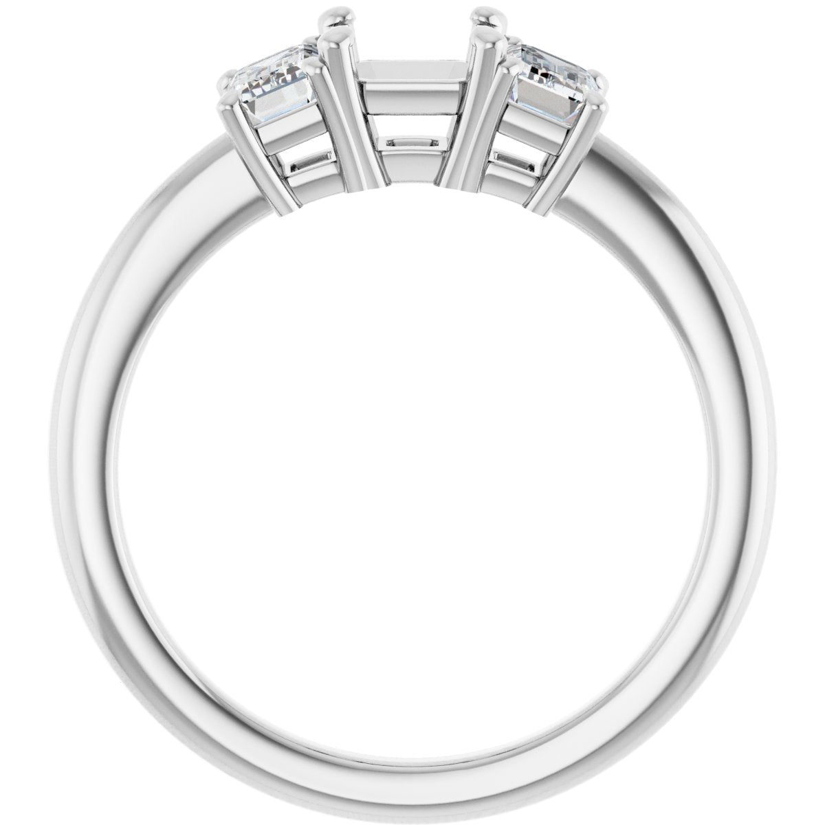 Asscher Three-Stone Engagement Ring Semi-Mount - gallery - Series 121986