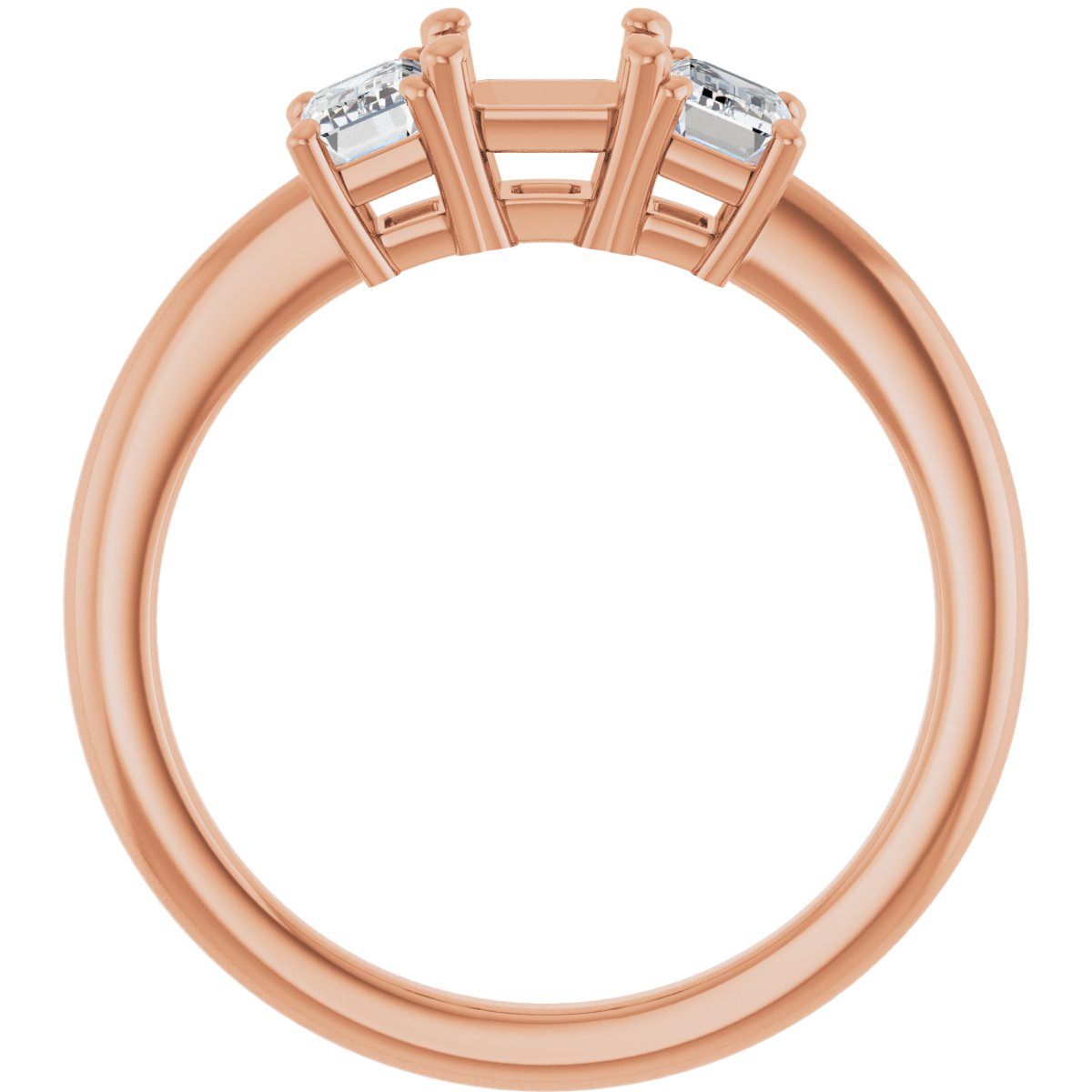 Asscher Three-Stone Engagement Ring Semi-Mount - gallery - Series 121986