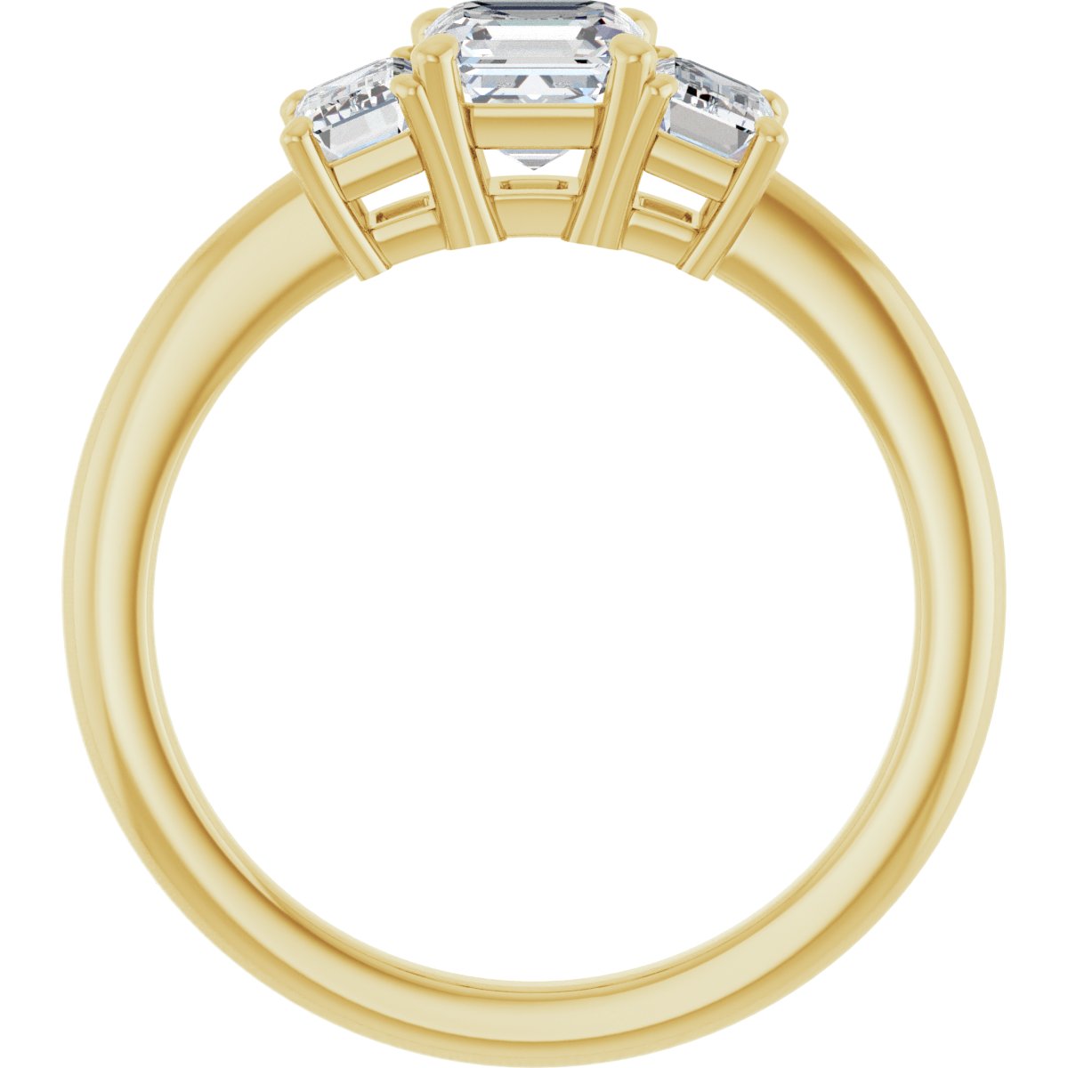 Asscher Three-Stone Engagement Ring Semi-Mount - gallery - Series 121986