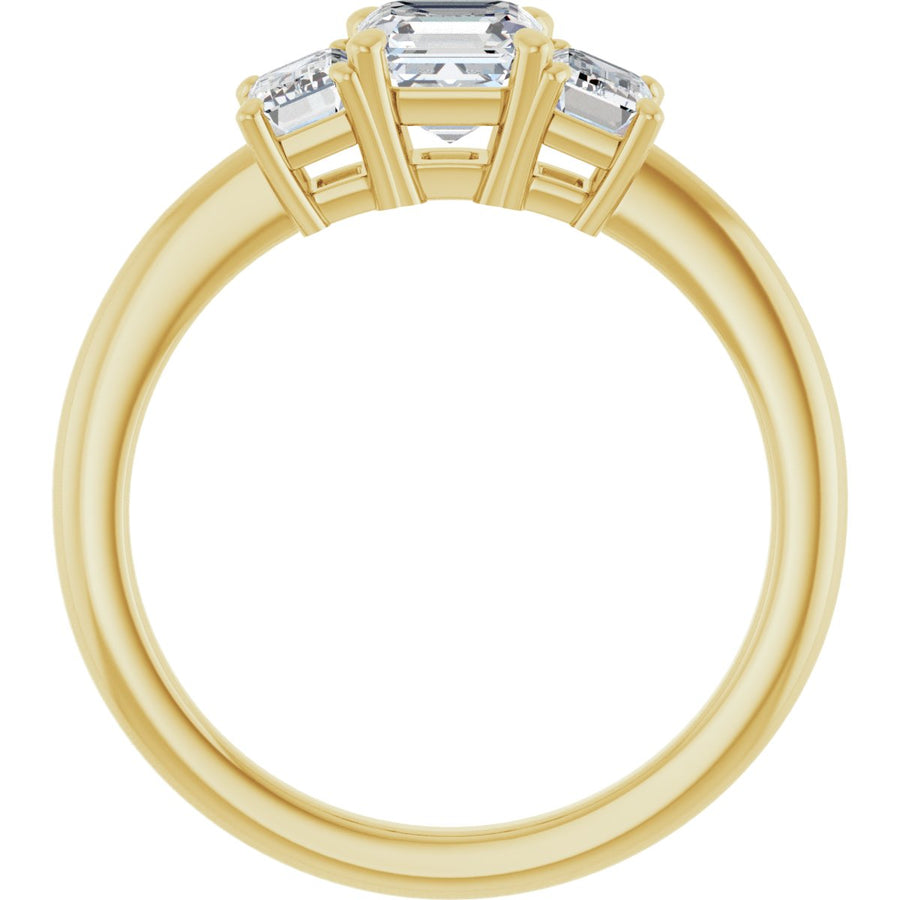 Asscher Three-Stone Engagement Ring Semi-Mount - gallery - Series 121986