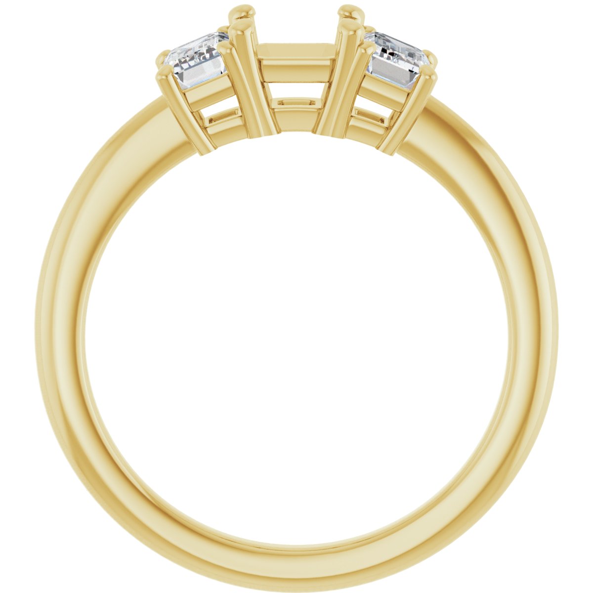 Asscher Three-Stone Engagement Ring Semi-Mount - gallery - Series 121986