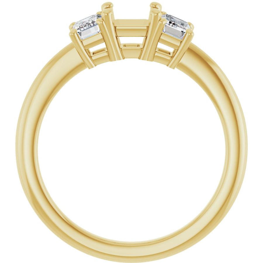 Asscher Three-Stone Engagement Ring Semi-Mount - gallery - Series 121986