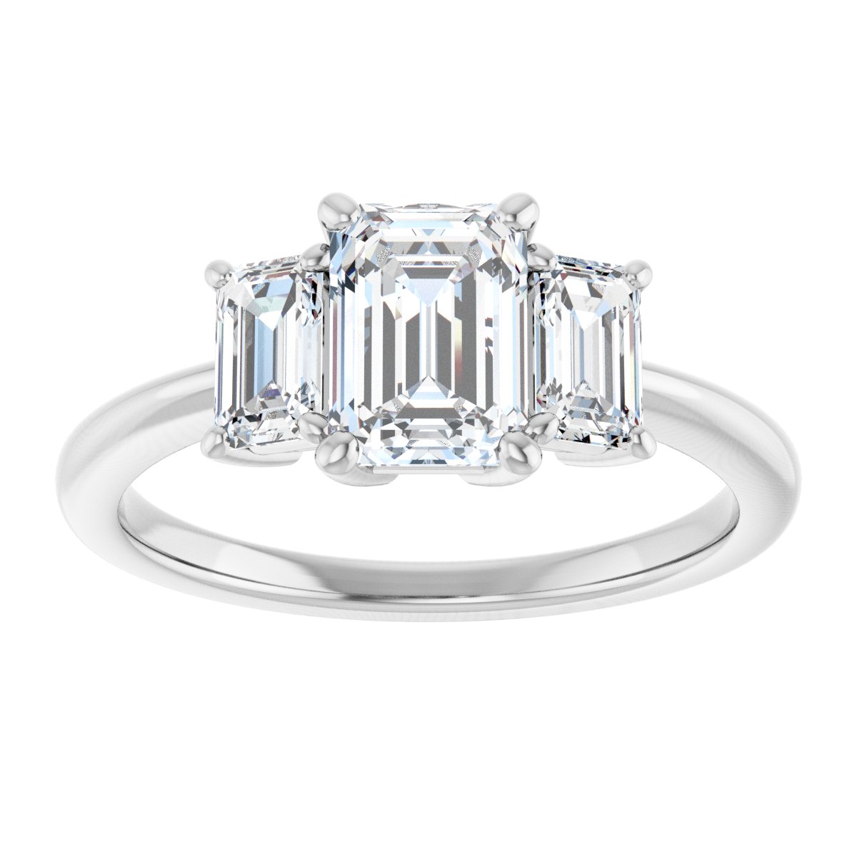 Emerald Three-Stone Engagement Ring Semi-Mount - gallery - Series 121986