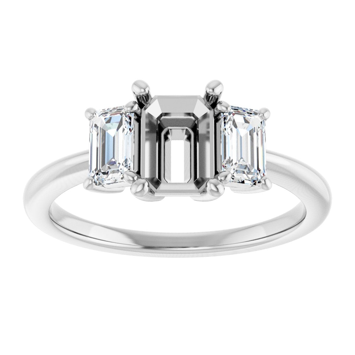 Emerald Three-Stone Engagement Ring Semi-Mount - gallery - Series 121986