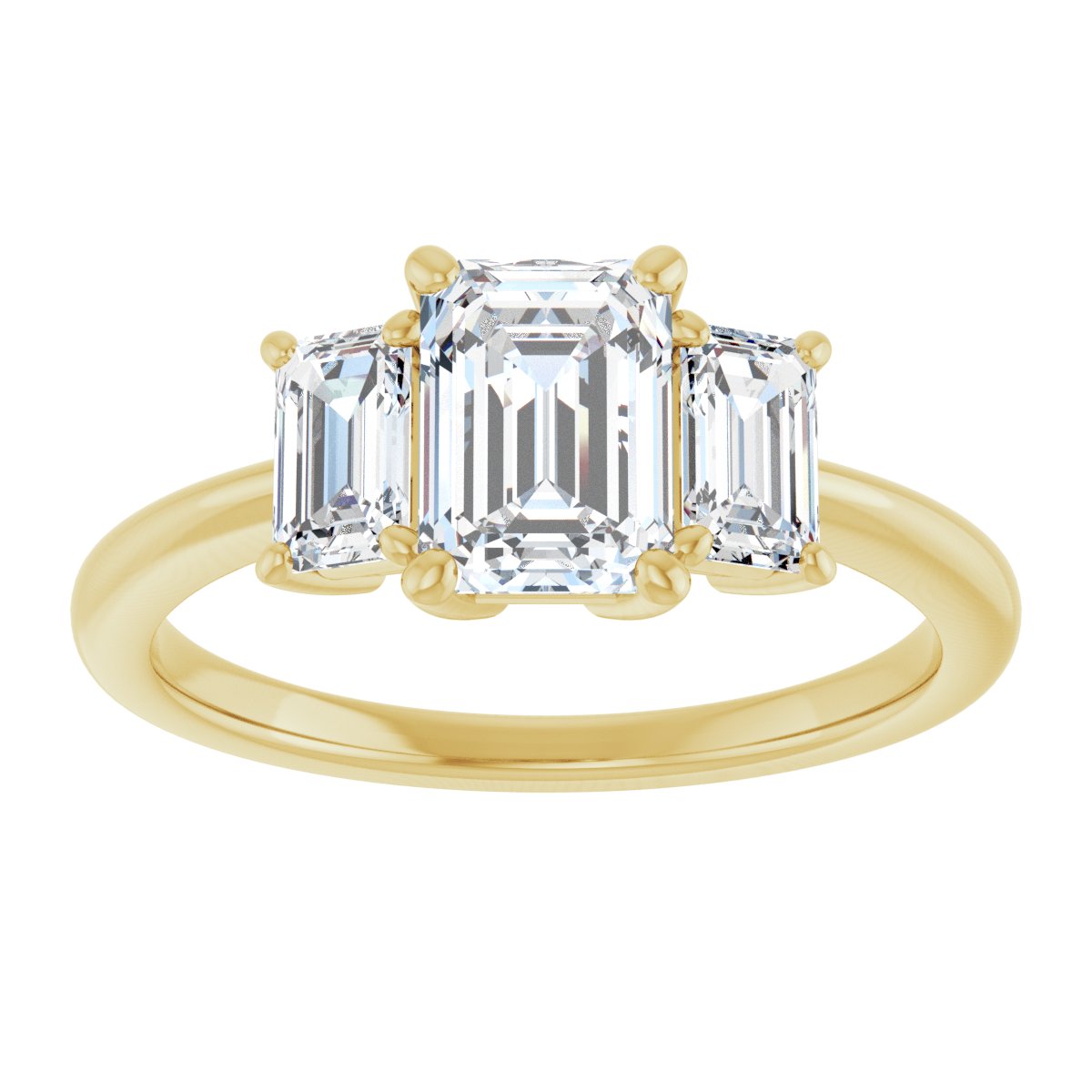 Emerald Three-Stone Engagement Ring Semi-Mount - gallery - Series 121986