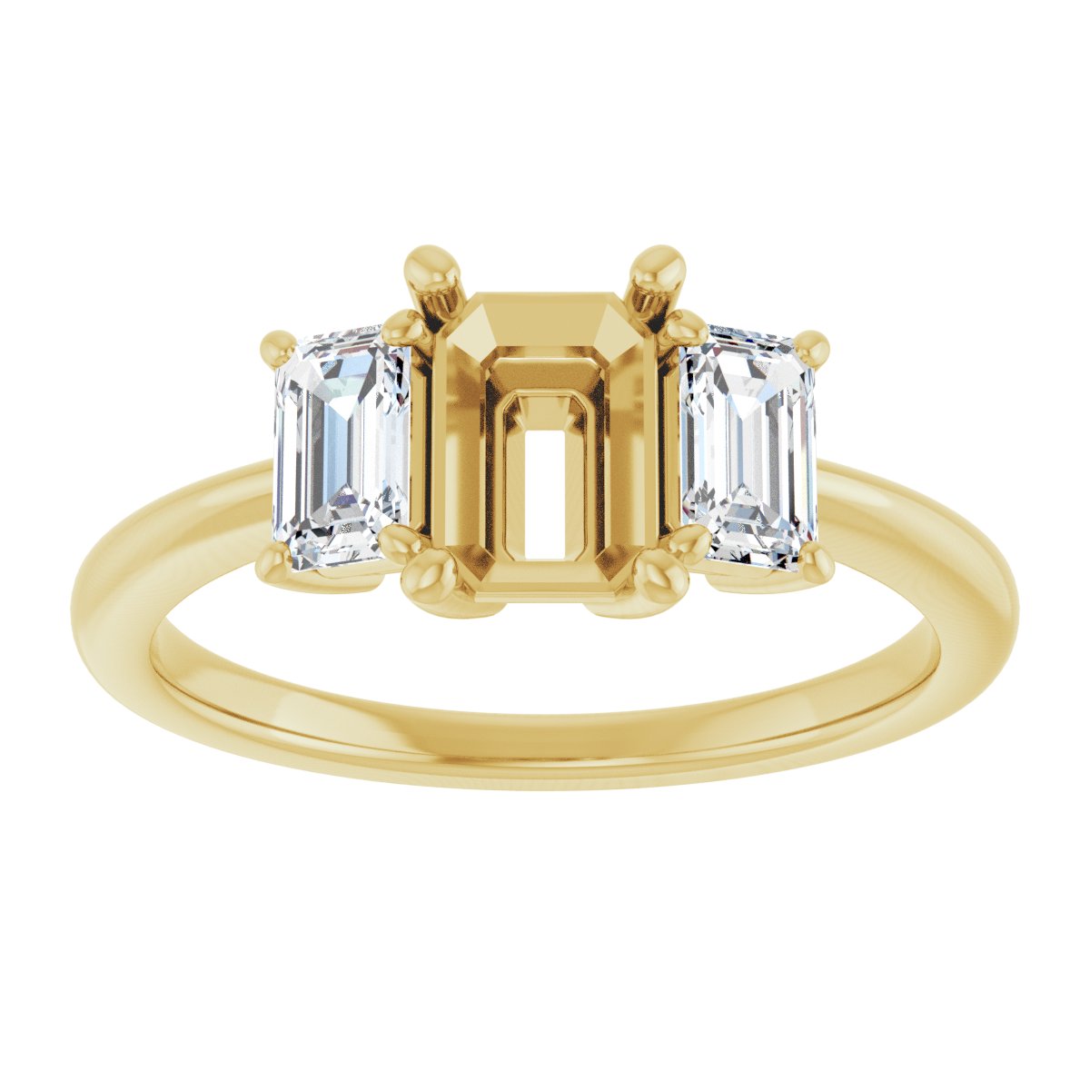 Emerald Three-Stone Engagement Ring Semi-Mount - gallery - Series 121986