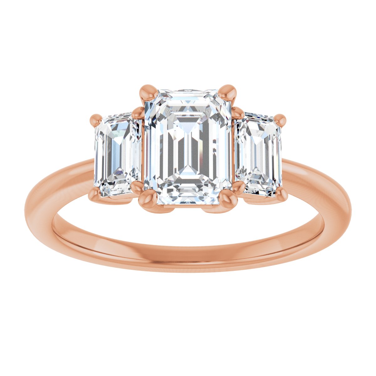 Emerald Three-Stone Engagement Ring Semi-Mount - gallery - Series 121986