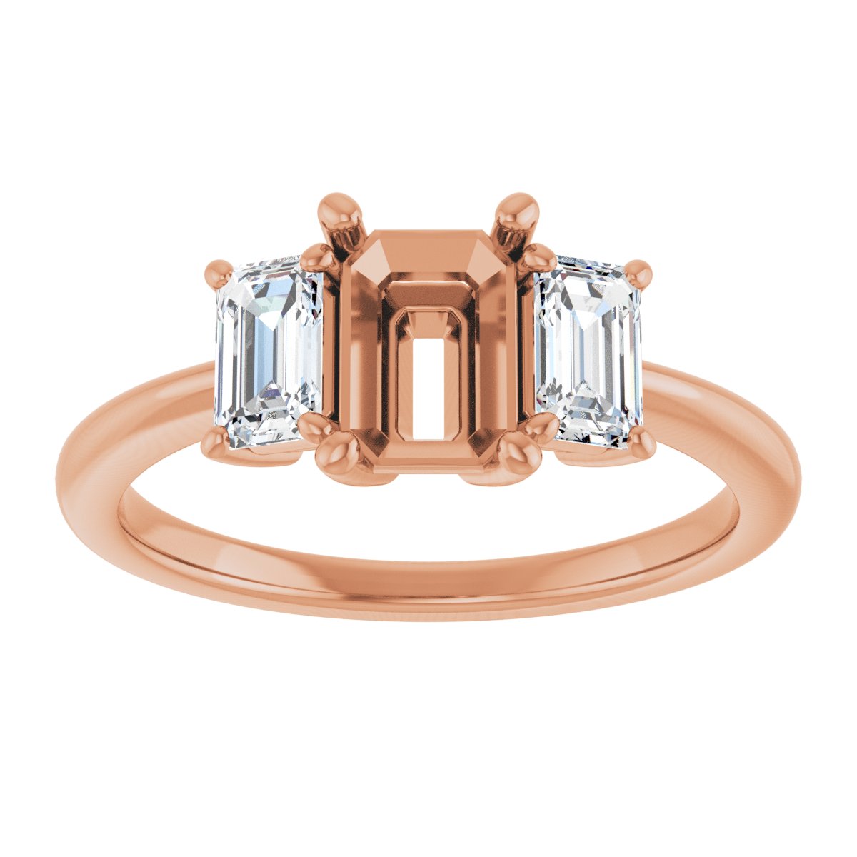 Emerald Three-Stone Engagement Ring Semi-Mount - gallery - Series 121986