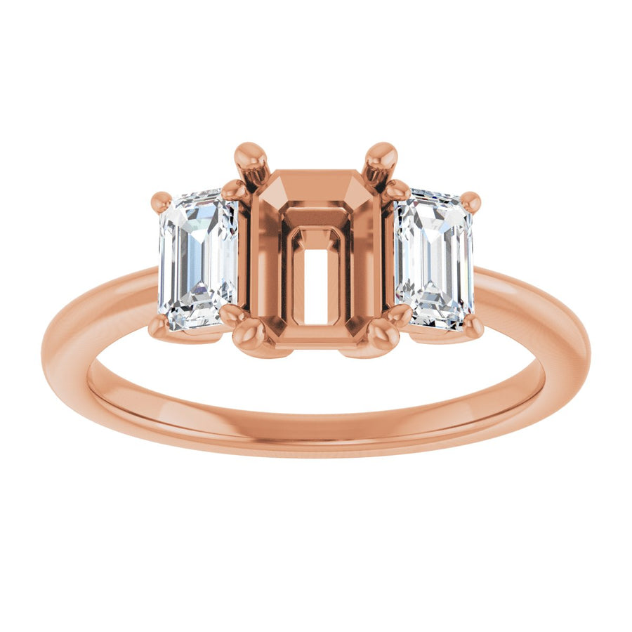 Emerald Three-Stone Engagement Ring Semi-Mount - gallery - Series 121986