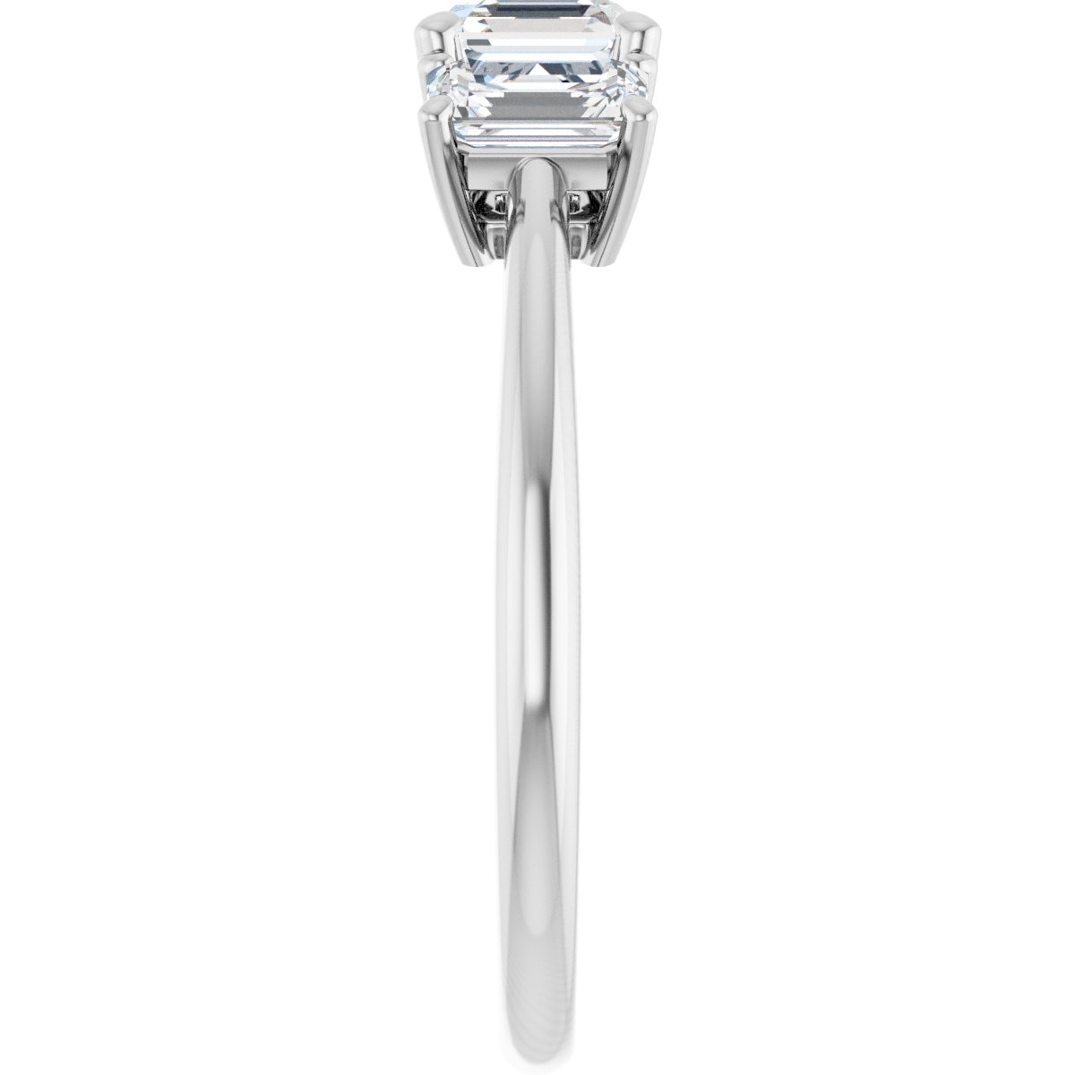 Asscher Three-Stone Engagement Ring Semi-Mount - gallery - Series 121986