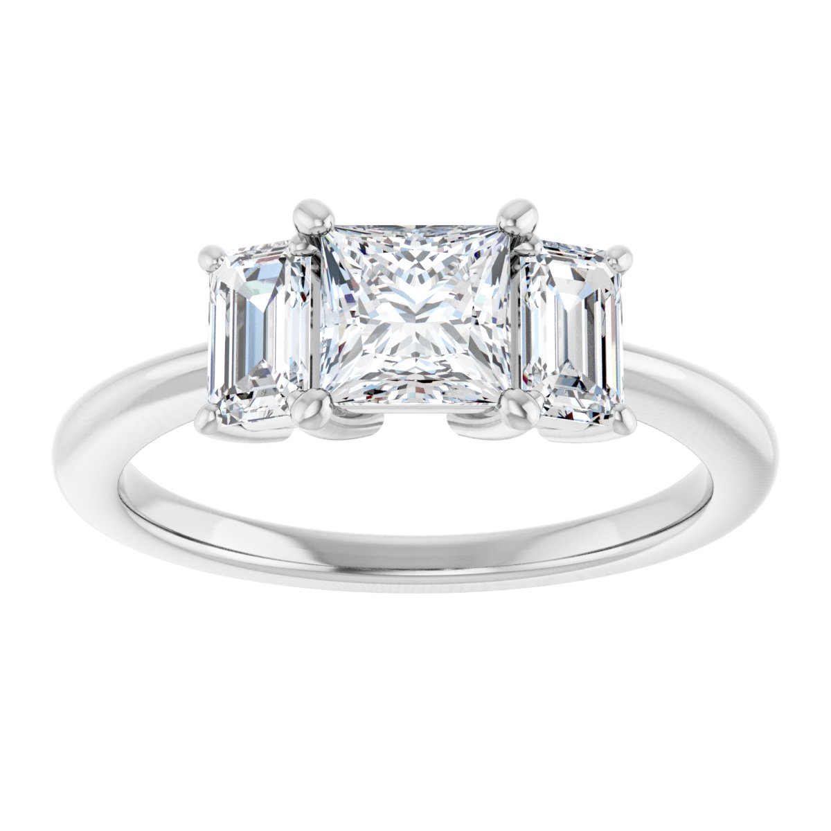 Square Three-Stone Engagement Ring Semi-Mount - gallery - Series 121986