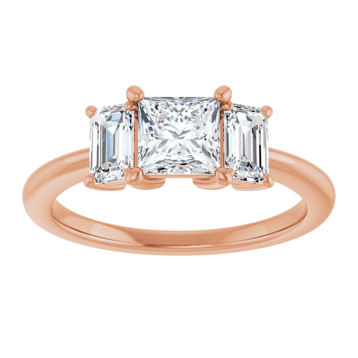 Square Three-Stone Engagement Ring Semi-Mount - gallery - Series 121986