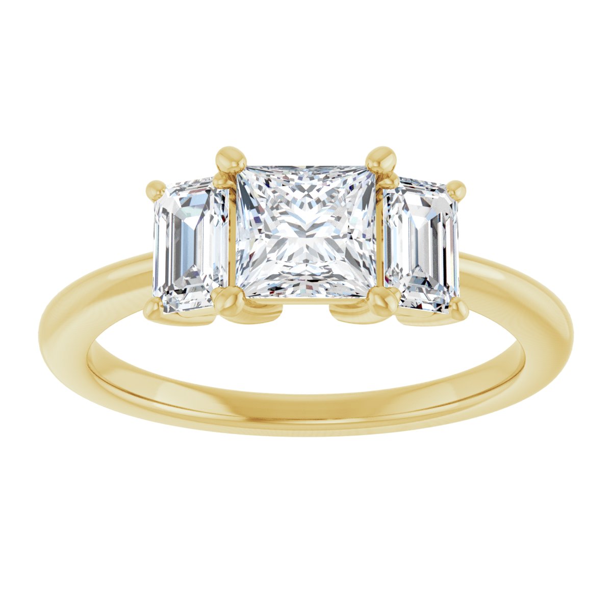 Square Three-Stone Engagement Ring Semi-Mount - gallery - Series 121986
