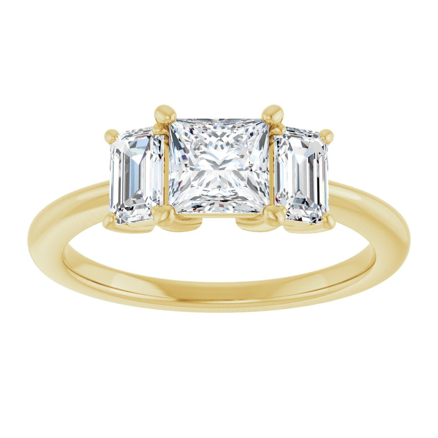 Square Three-Stone Engagement Ring Semi-Mount - gallery - Series 121986