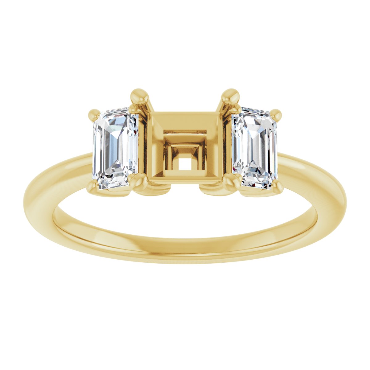 Square Three-Stone Engagement Ring Semi-Mount - gallery - Series 121986
