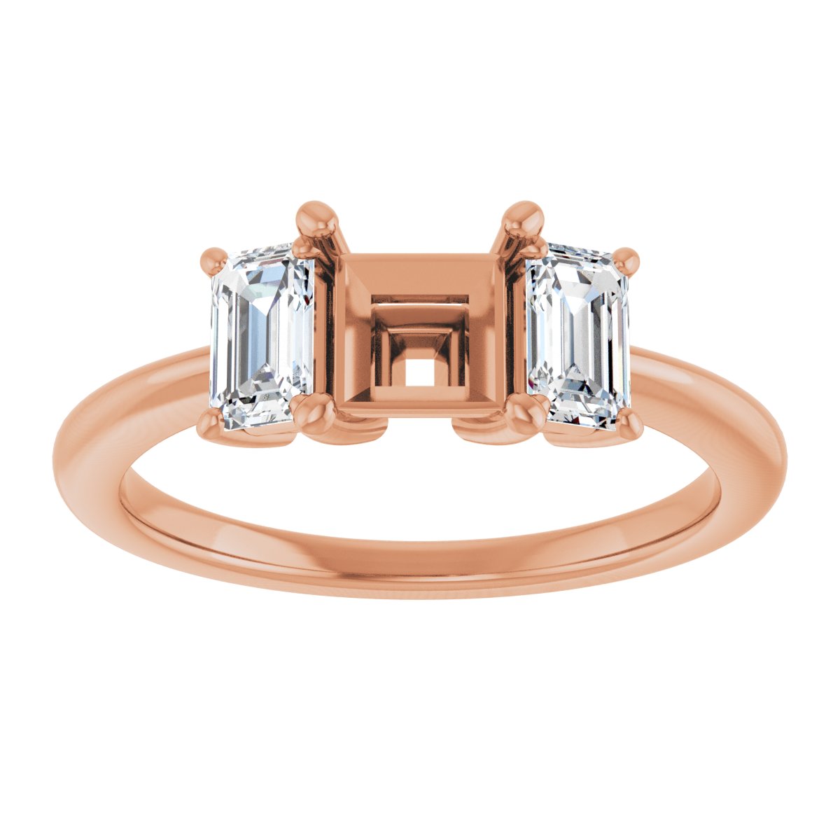 Square Three-Stone Engagement Ring Semi-Mount - gallery - Series 121986