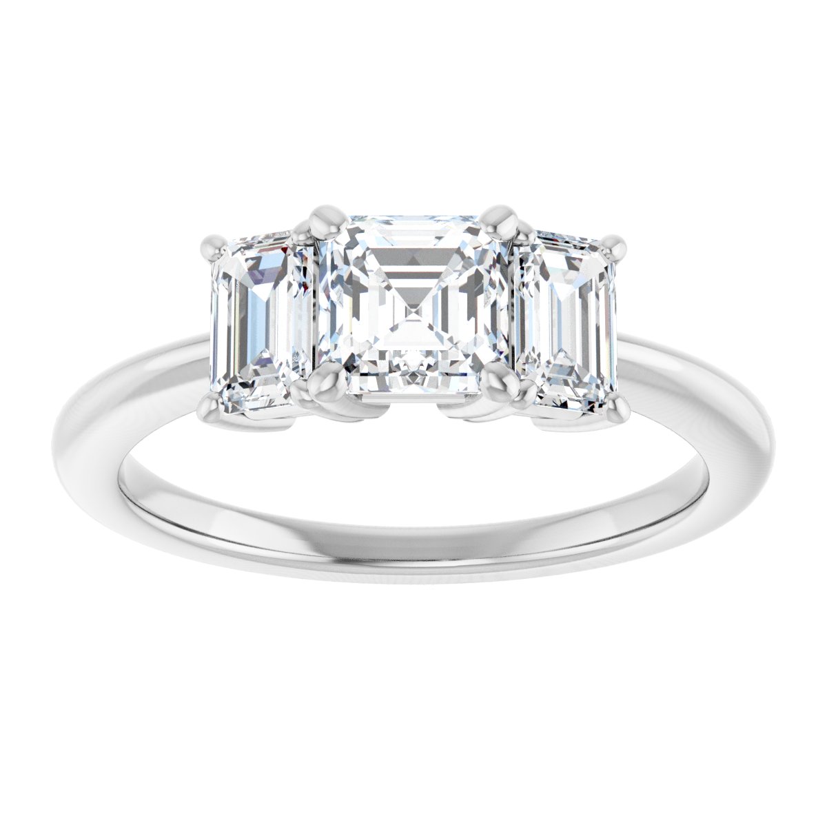Asscher Three-Stone Engagement Ring Semi-Mount - gallery - Series 121986