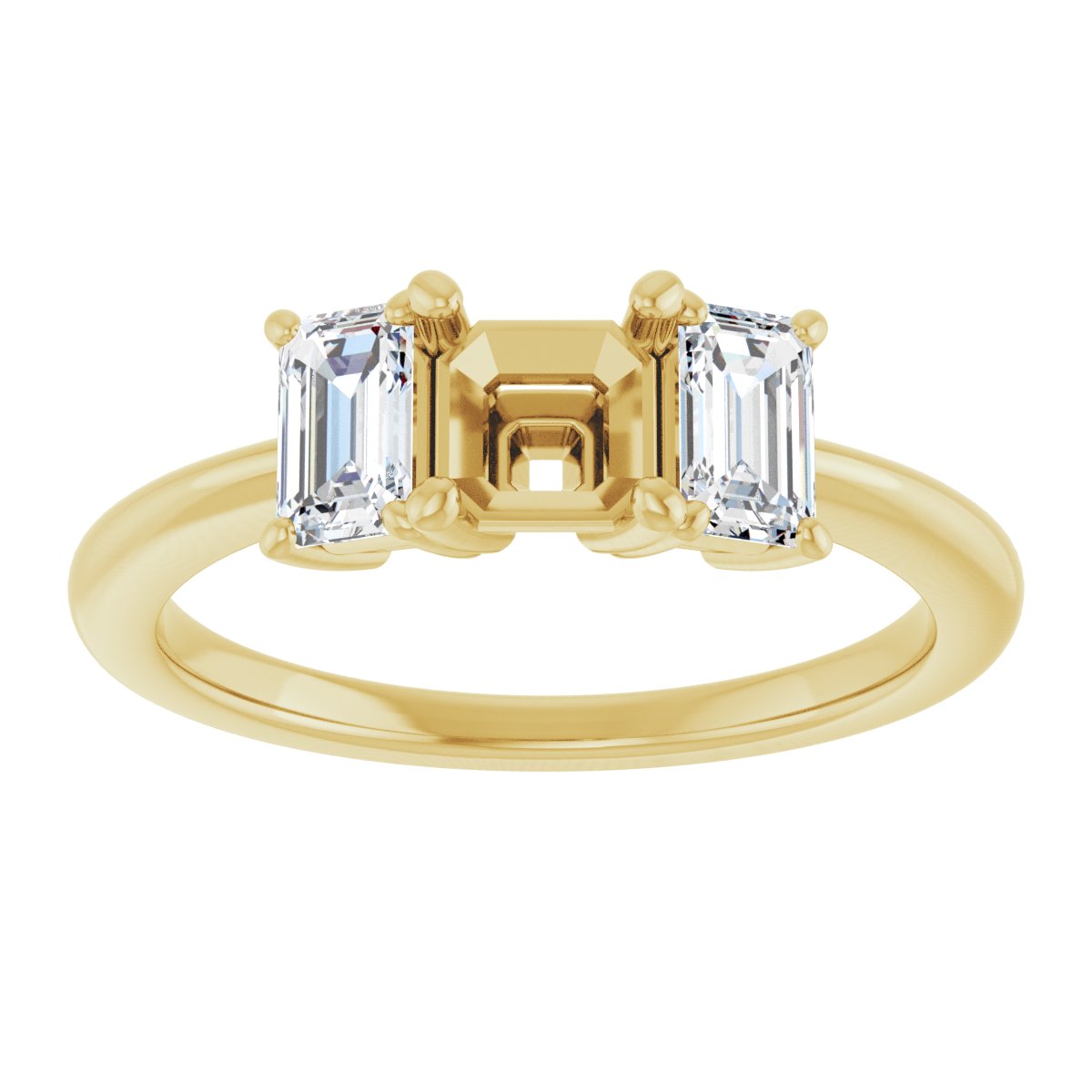 Asscher Three-Stone Engagement Ring Semi-Mount - gallery - Series 121986