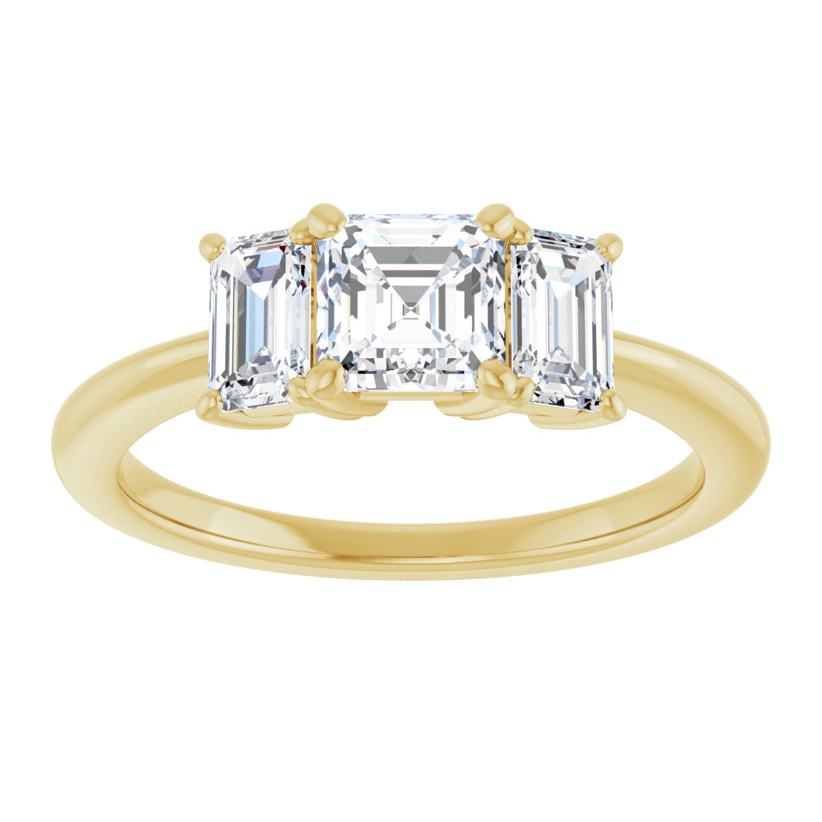 Asscher Three-Stone Engagement Ring Semi-Mount - gallery - Series 121986