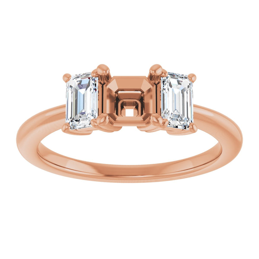 Asscher Three-Stone Engagement Ring Semi-Mount - gallery - Series 121986