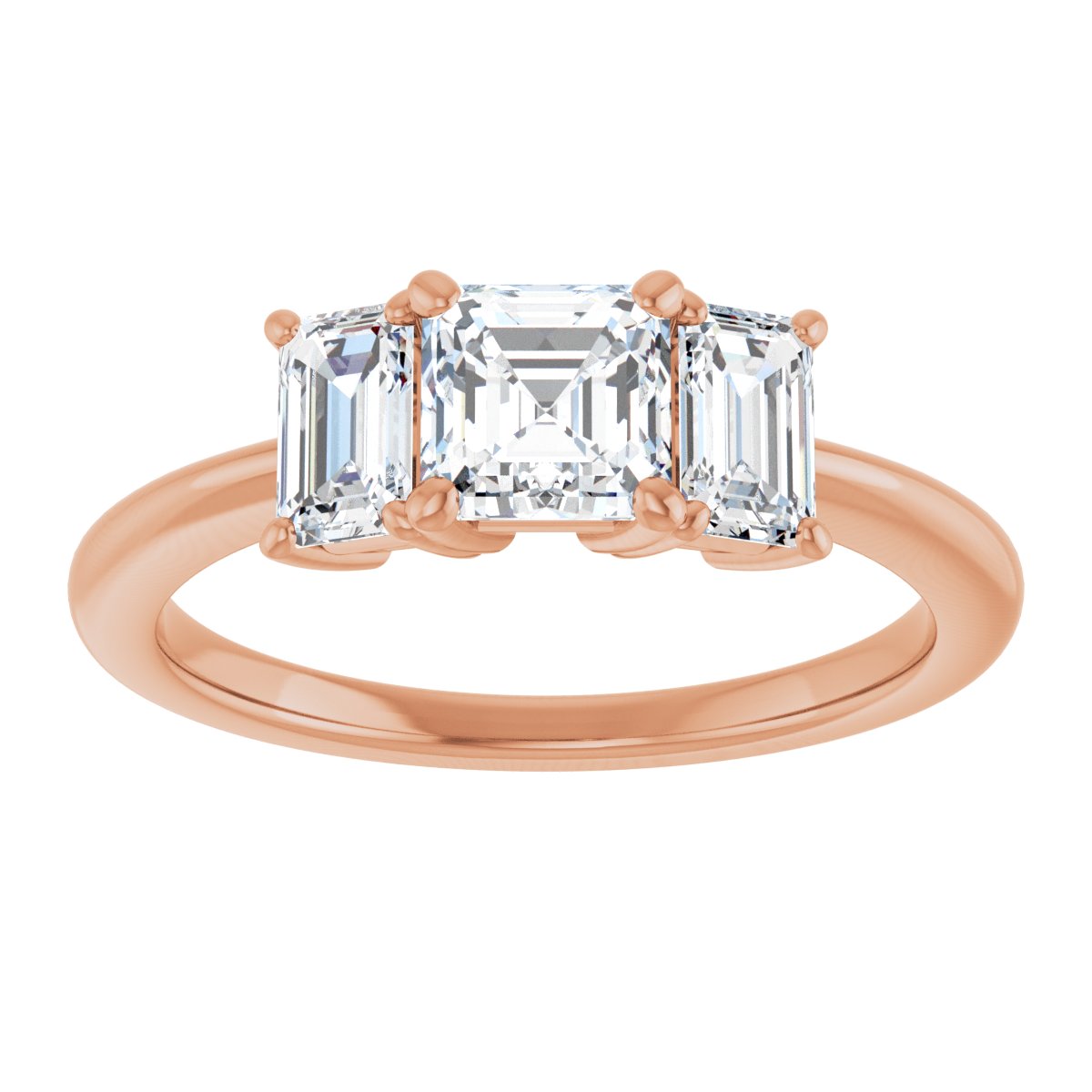 Asscher Three-Stone Engagement Ring Semi-Mount - gallery - Series 121986