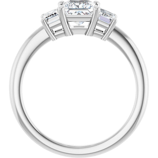 Square Three-Stone Engagement Ring Semi-Mount - gallery - Series 121986