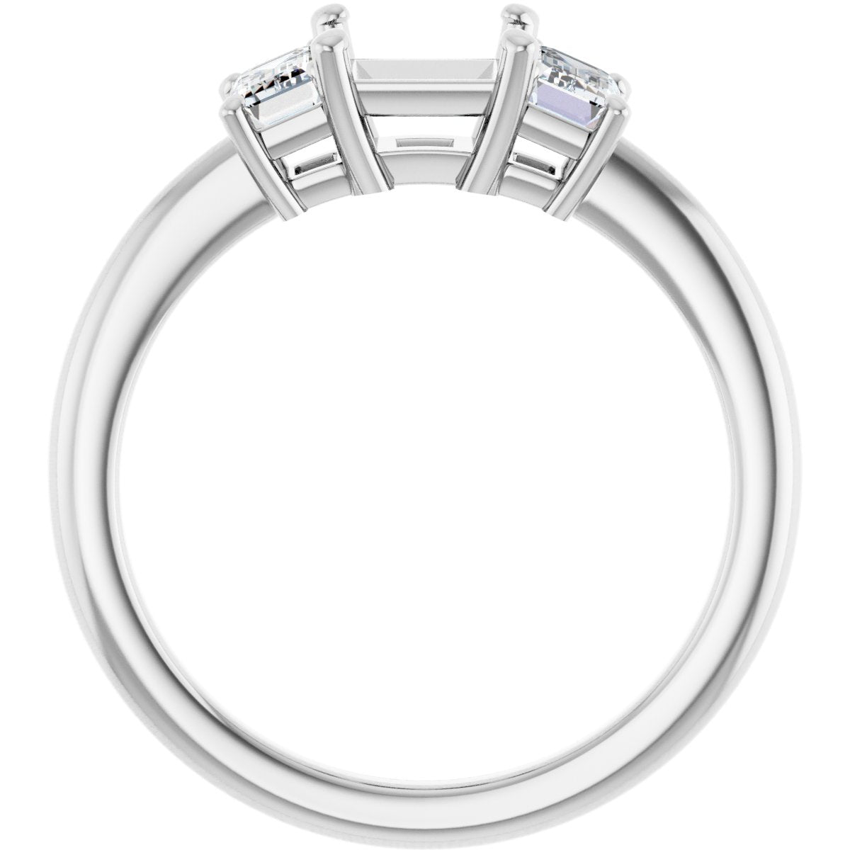 Square Three-Stone Engagement Ring Semi-Mount - gallery - Series 121986