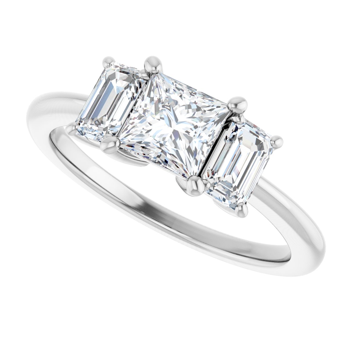 Square Three-Stone Engagement Ring Semi-Mount - gallery - Series 121986