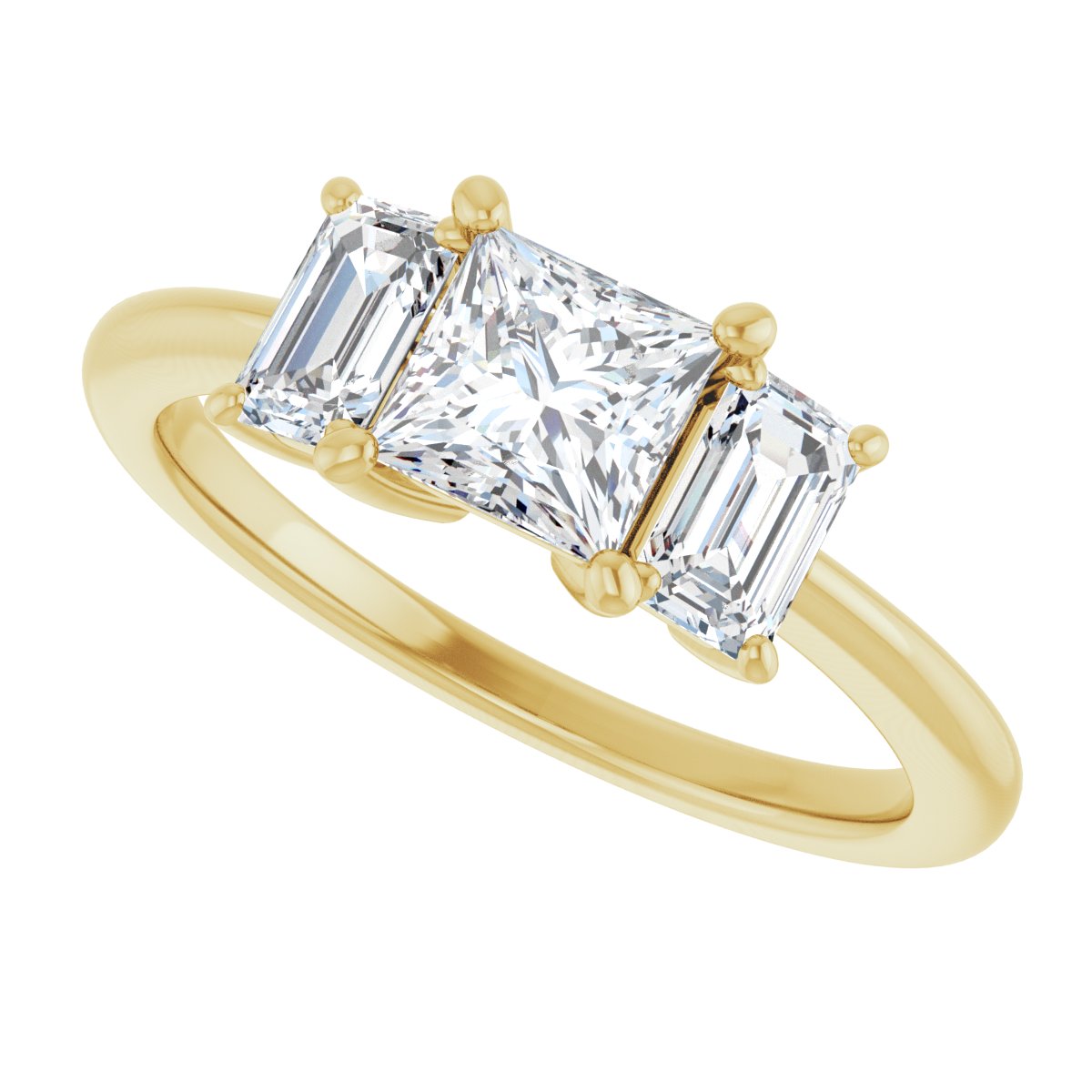 Square Three-Stone Engagement Ring Semi-Mount - gallery - Series 121986