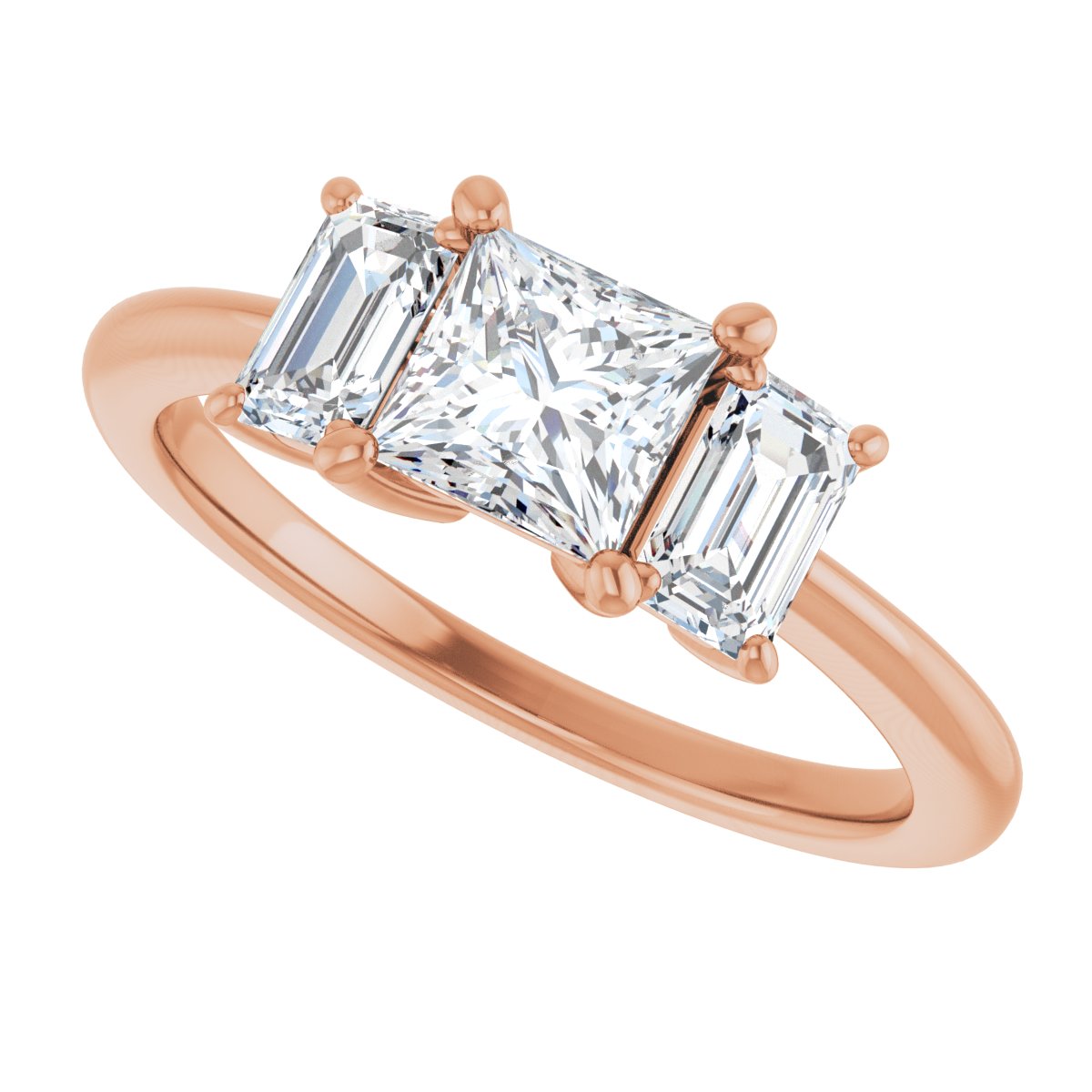 Square Three-Stone Engagement Ring Semi-Mount - gallery - Series 121986