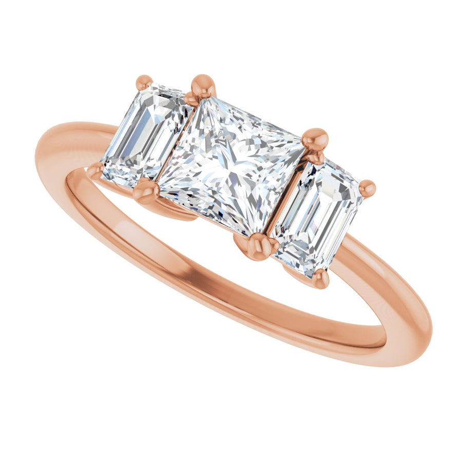 Square Three-Stone Engagement Ring Semi-Mount - gallery - Series 121986