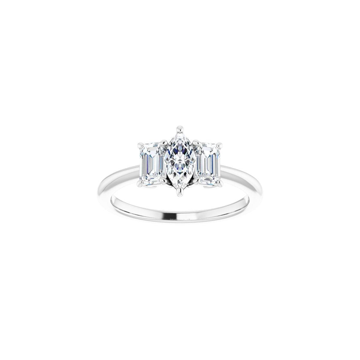 Marquise Three-Stone Engagement Ring Semi-Mount - gallery - Series 121986