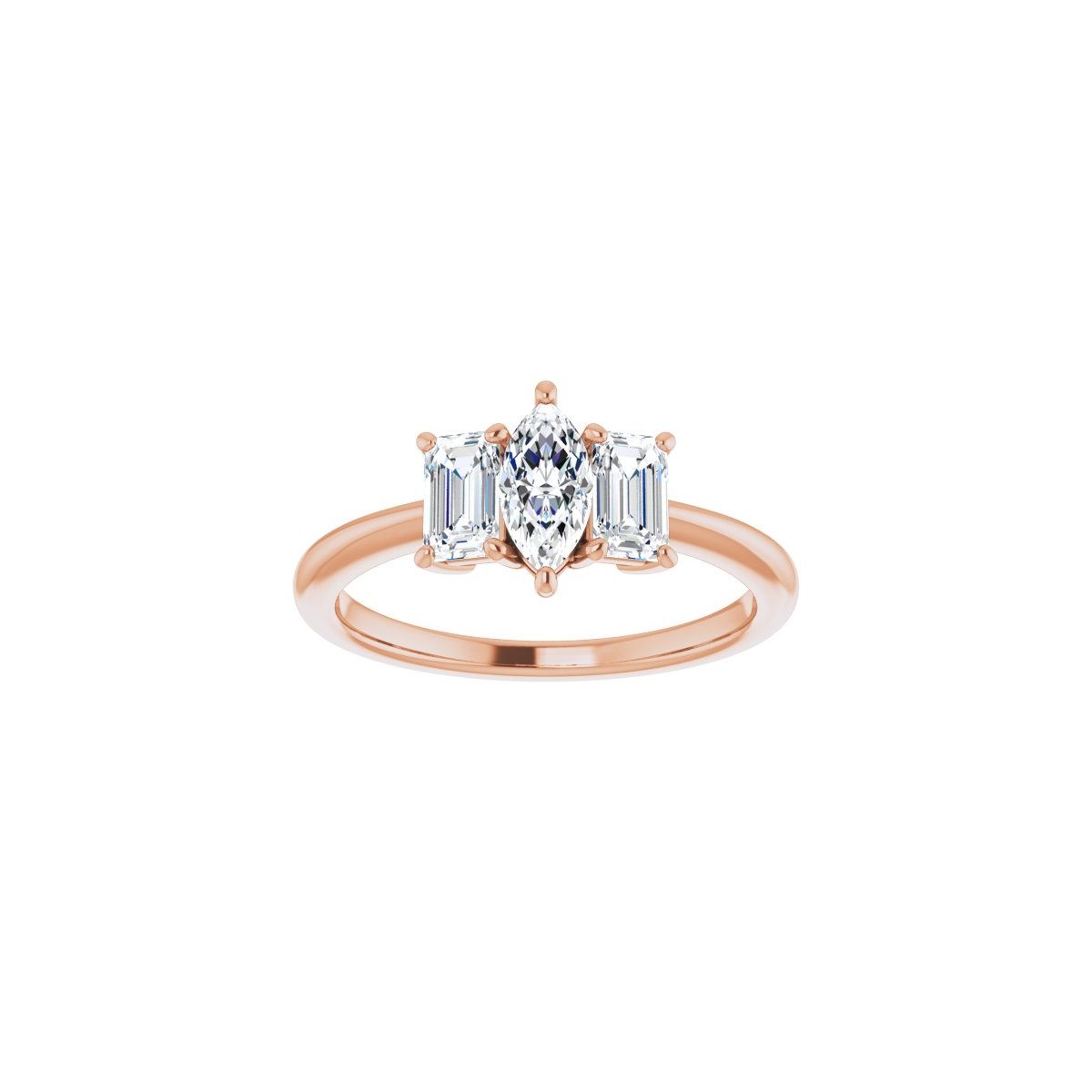 Marquise Three-Stone Engagement Ring Semi-Mount - gallery - Series 121986