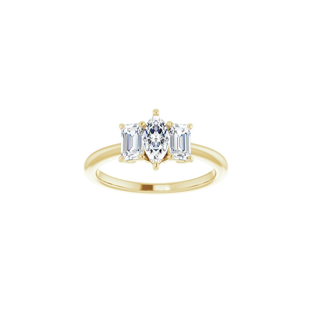 Marquise Three-Stone Engagement Ring Semi-Mount - gallery - Series 121986