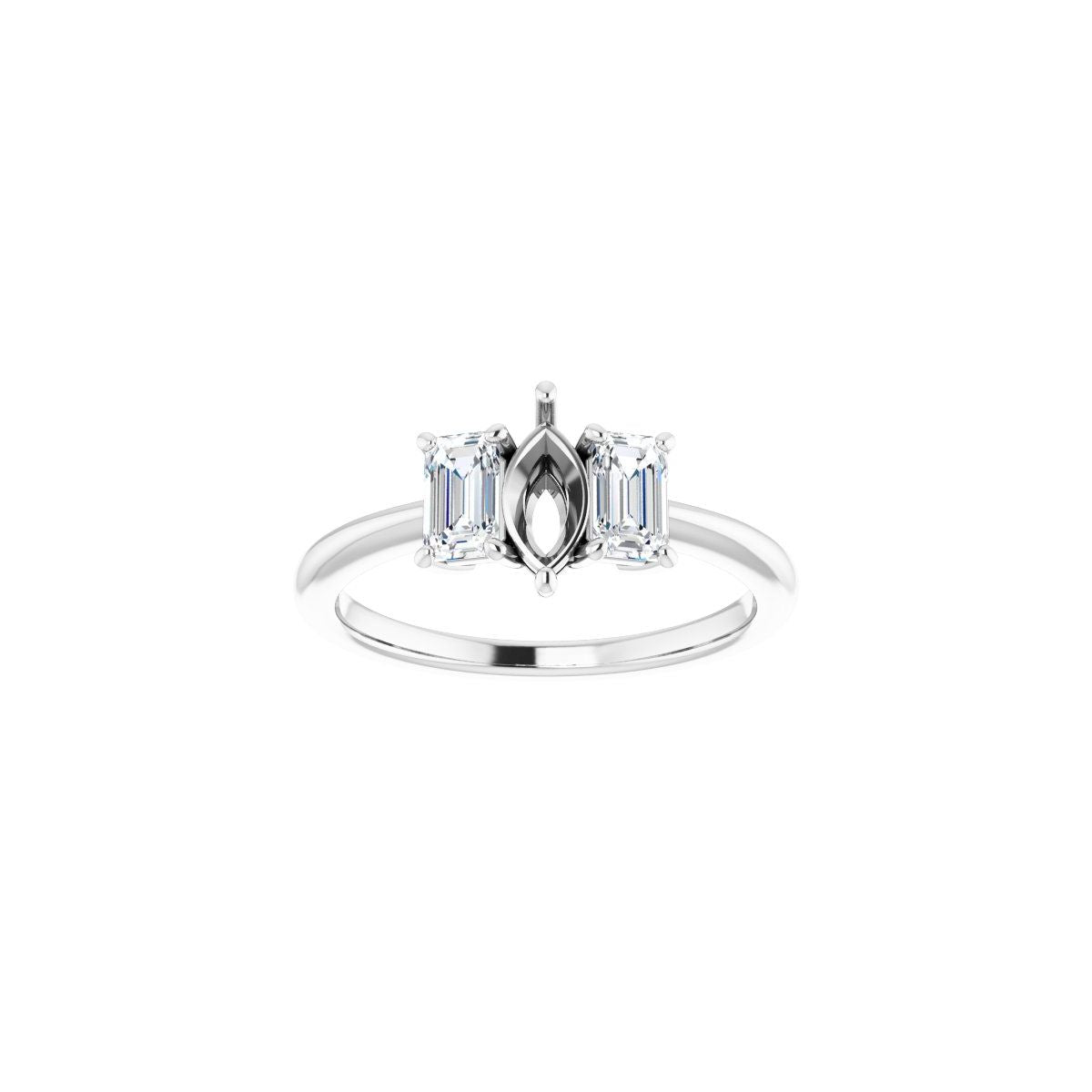 Marquise Three-Stone Engagement Ring Semi-Mount - gallery - Series 121986