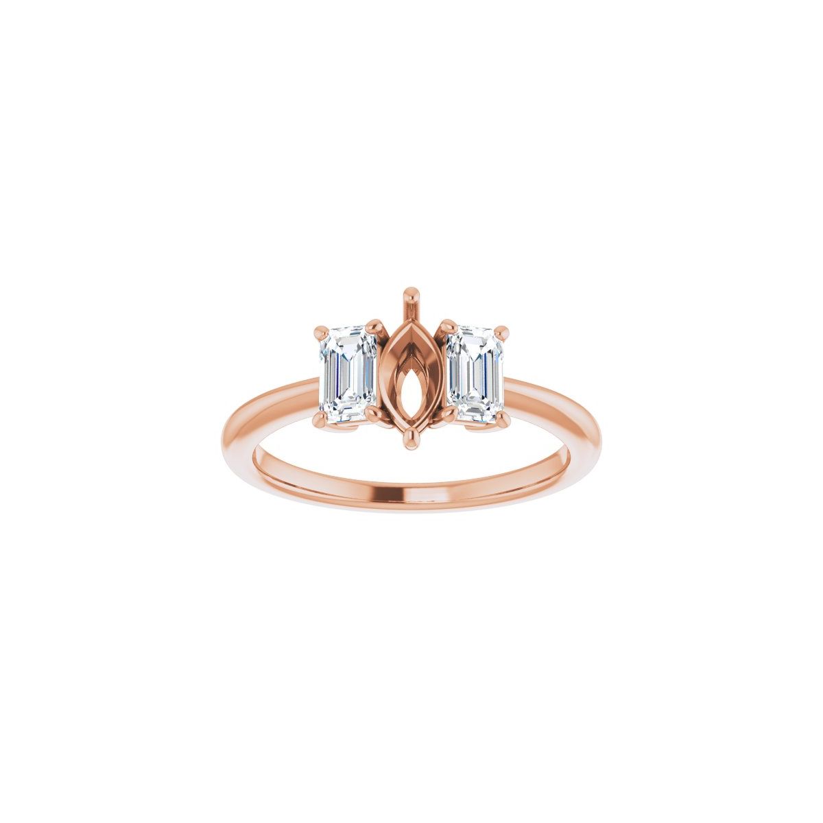 Marquise Three-Stone Engagement Ring Semi-Mount - gallery - Series 121986