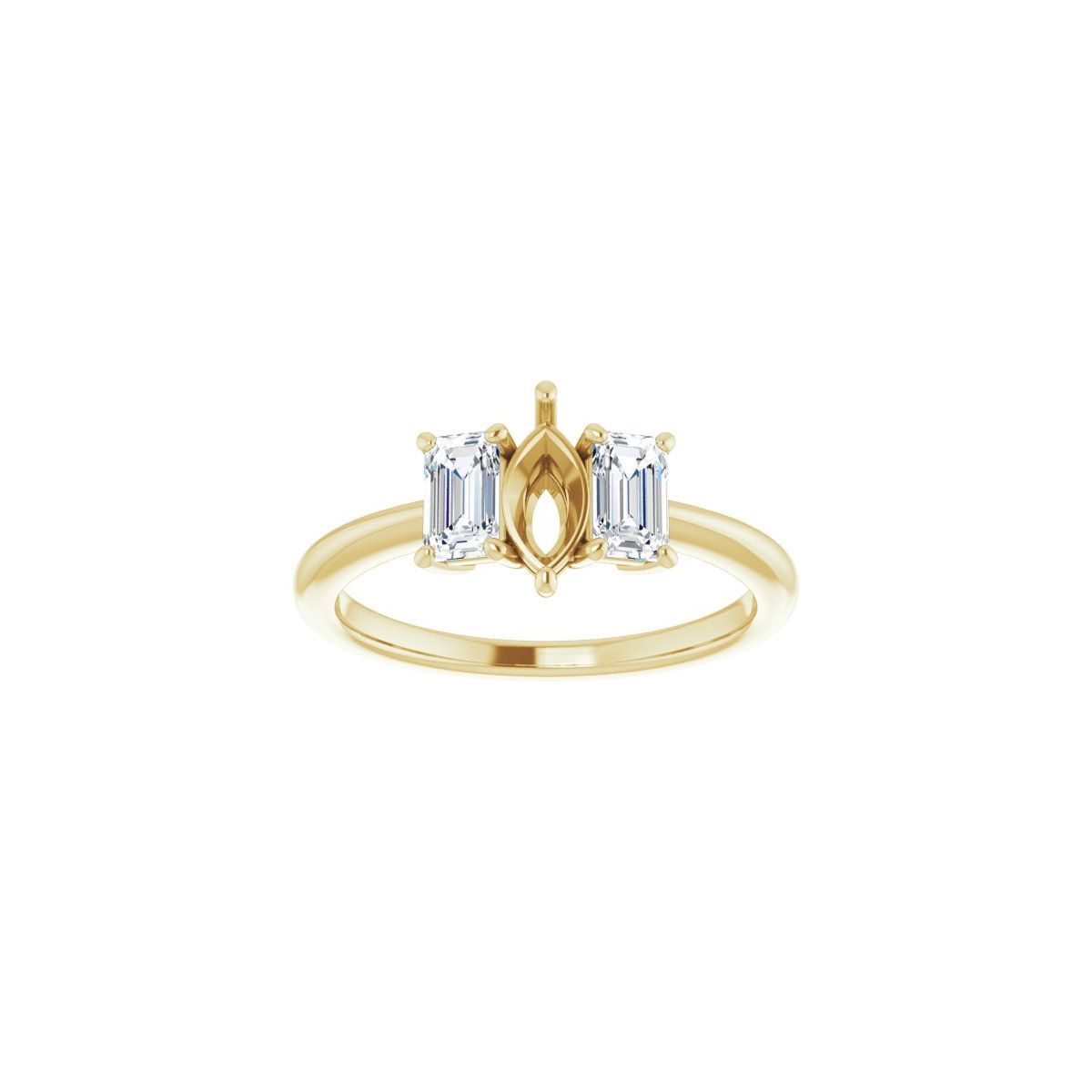 Marquise Three-Stone Engagement Ring Semi-Mount - gallery - Series 121986