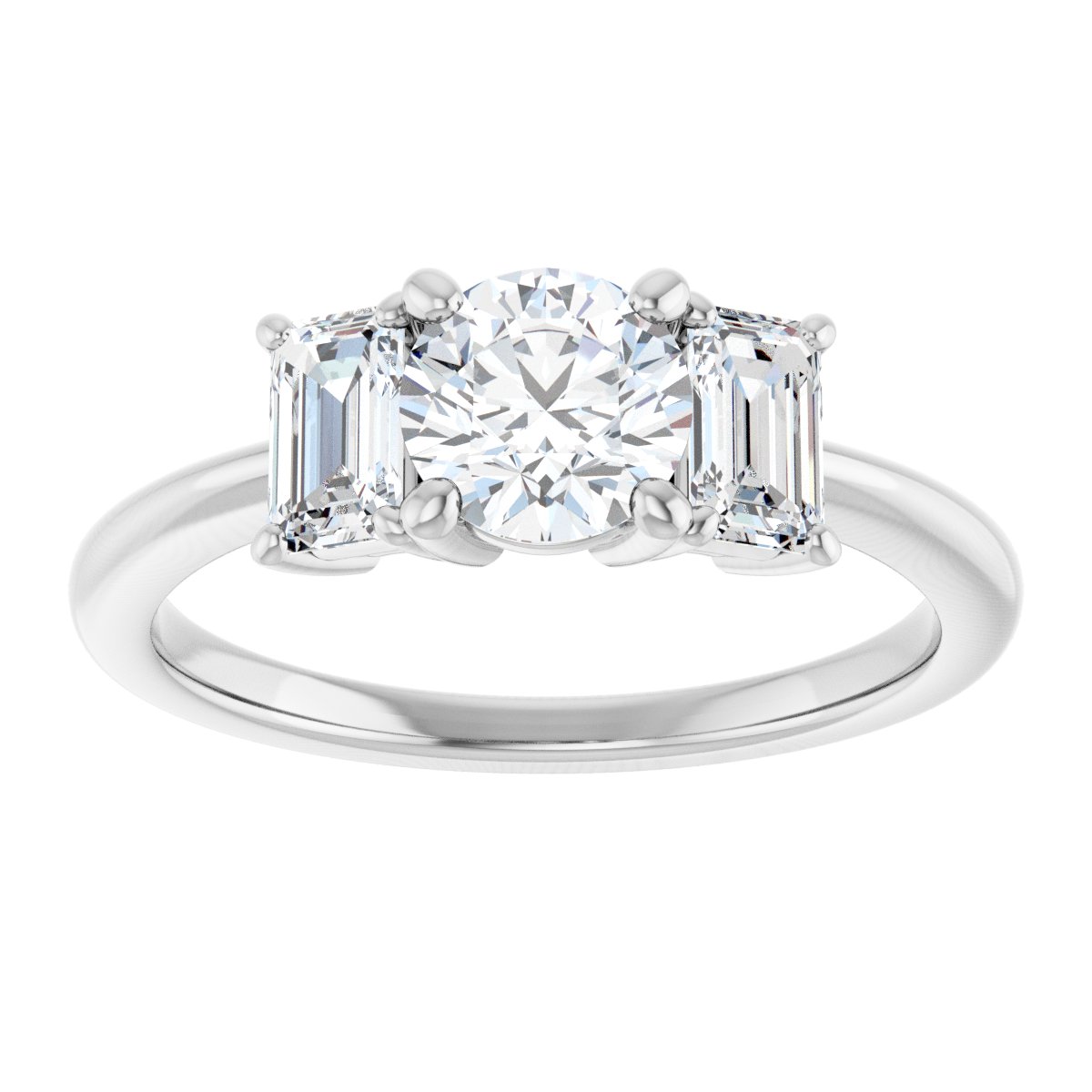 Round Three-Stone Engagement Ring Semi-Mount - gallery - Series 121986