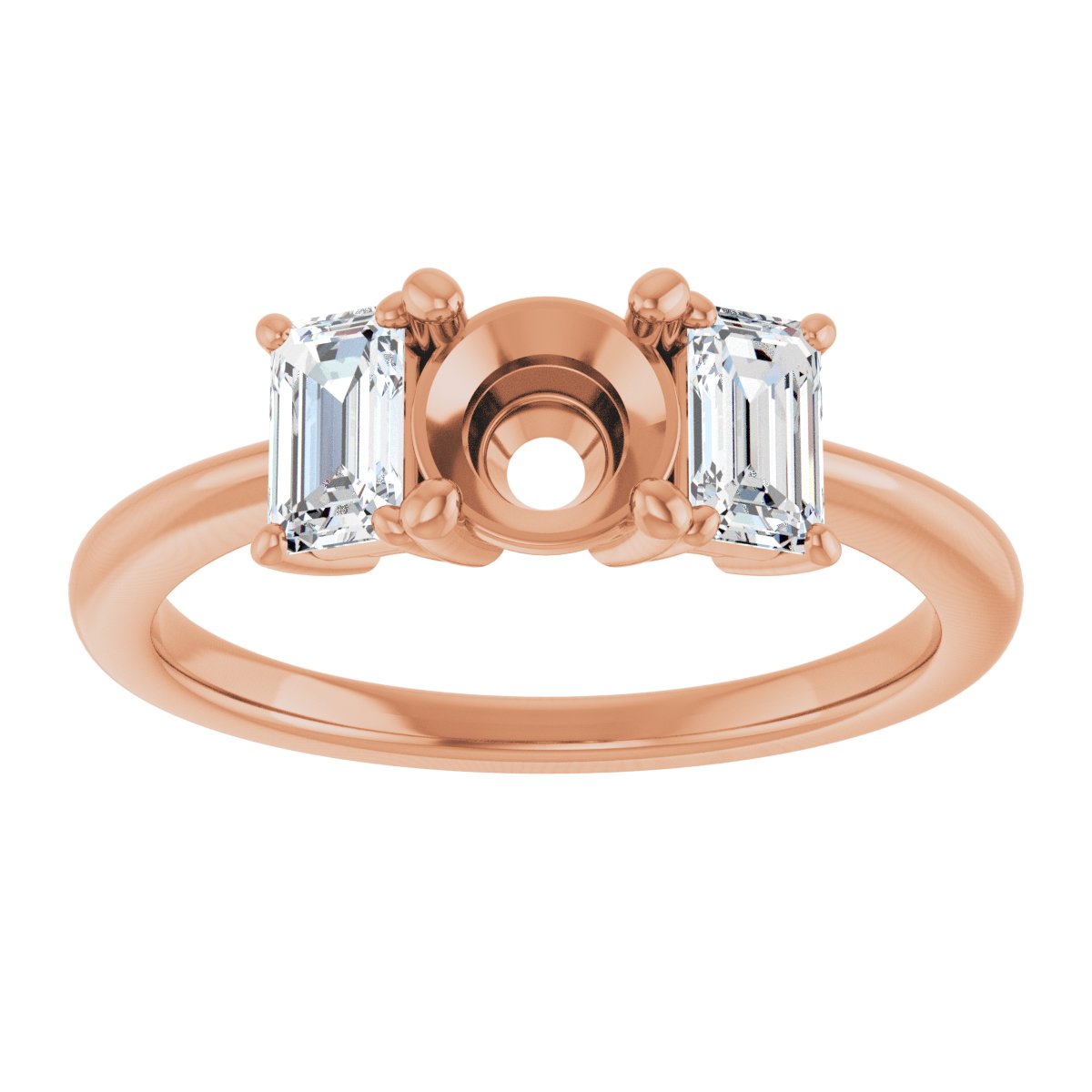Round Three-Stone Engagement Ring Semi-Mount - gallery - Series 121986
